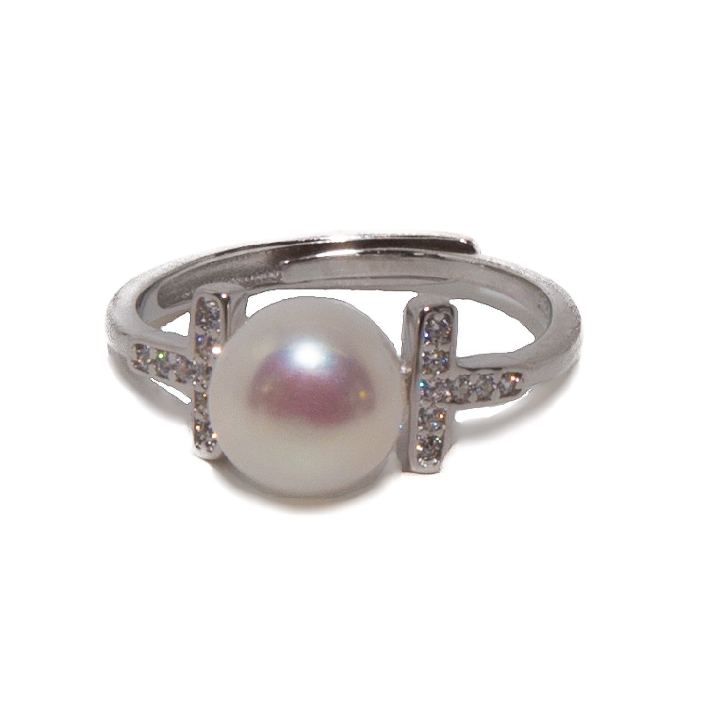 Luminous T-Frame Pearl Ring