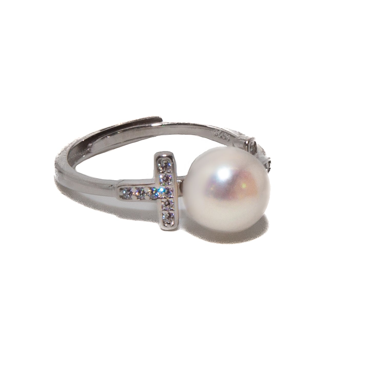 Luminous T-Frame Pearl Ring