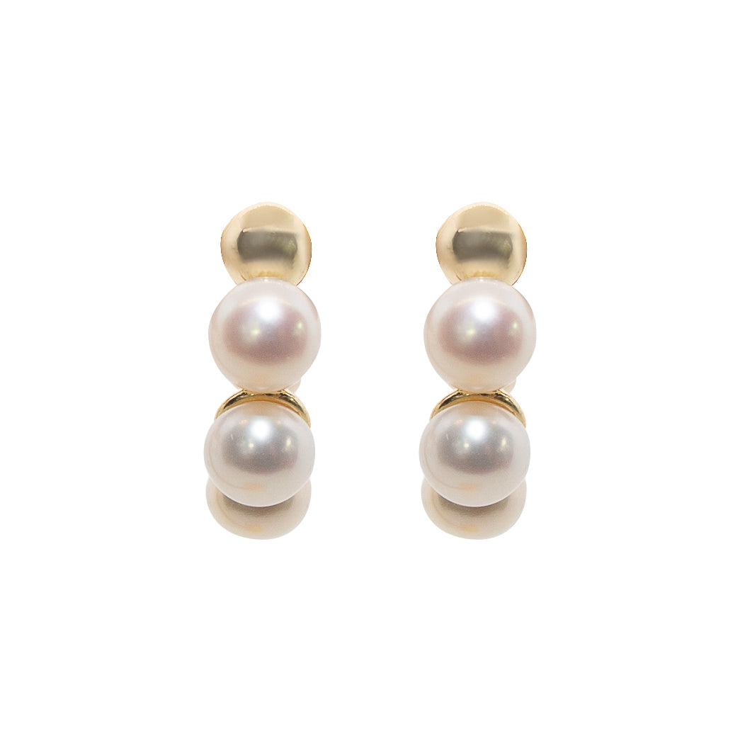 Pearl Quartet Golden Hoop Earrings