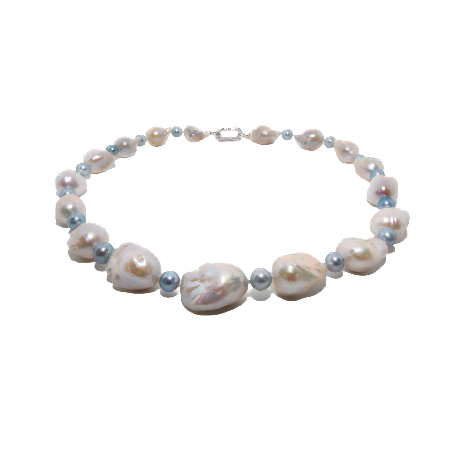 Botero Baroque Blue and White Pearls Necklace