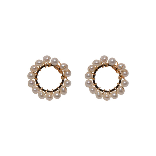 Mini Starburst Hoop Pearl Earrings