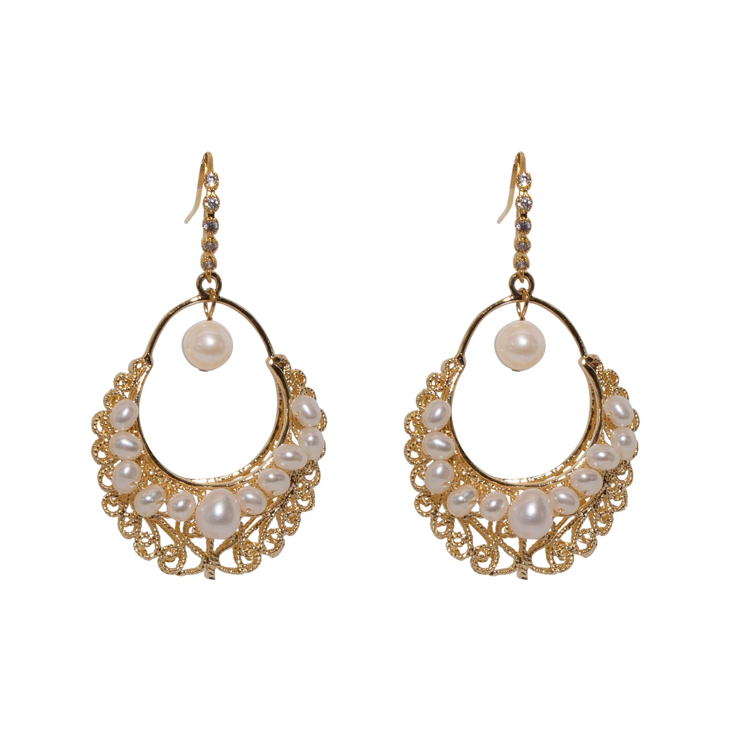 Basket Cascade Pearl Earrings