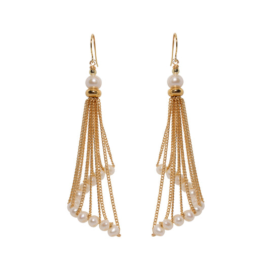 Golden Curtain Pearl Earrings