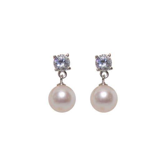 Silver Pearl Radiance Drop Earrings
