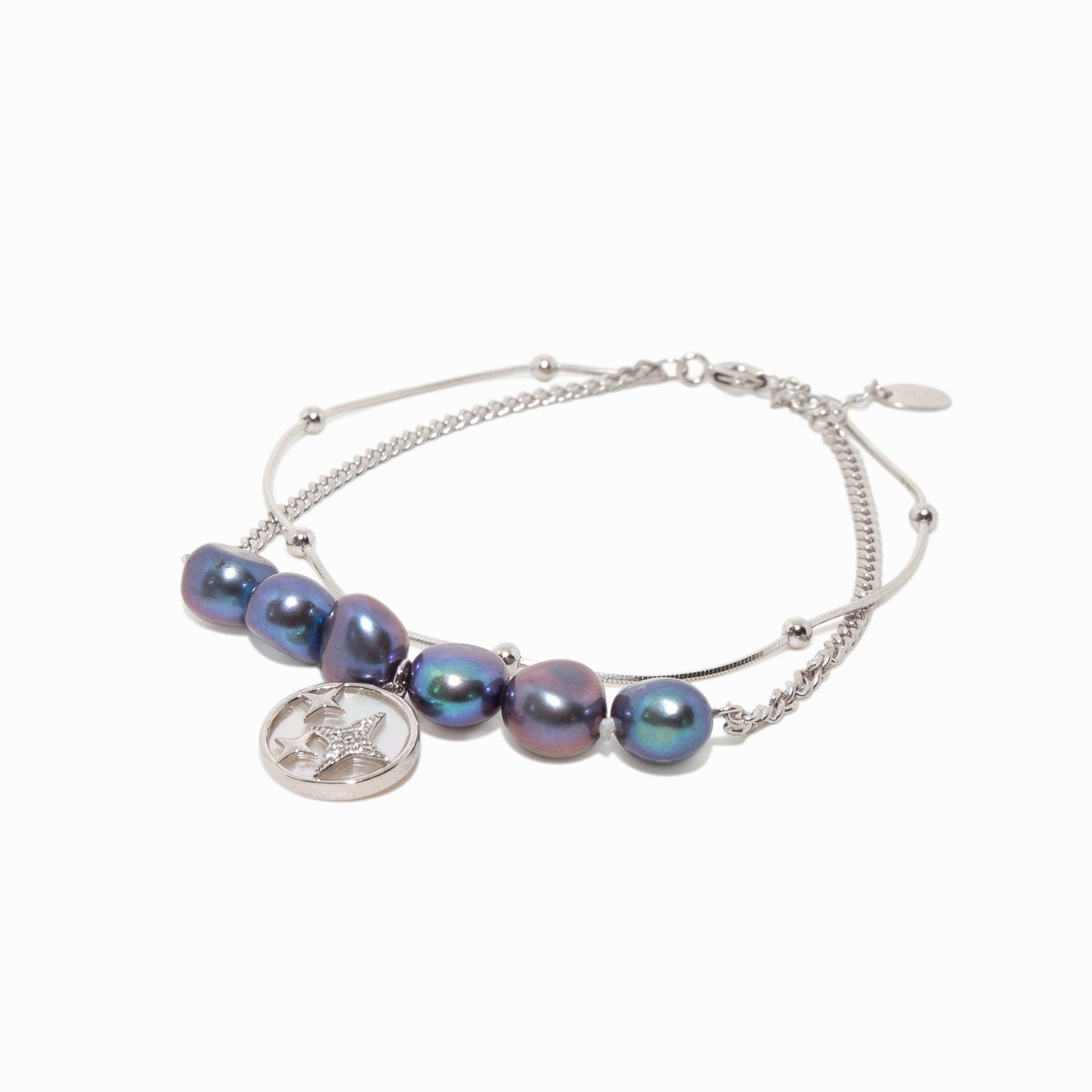 Moonlite Dual Cascade Silver Pearl Bracelet
