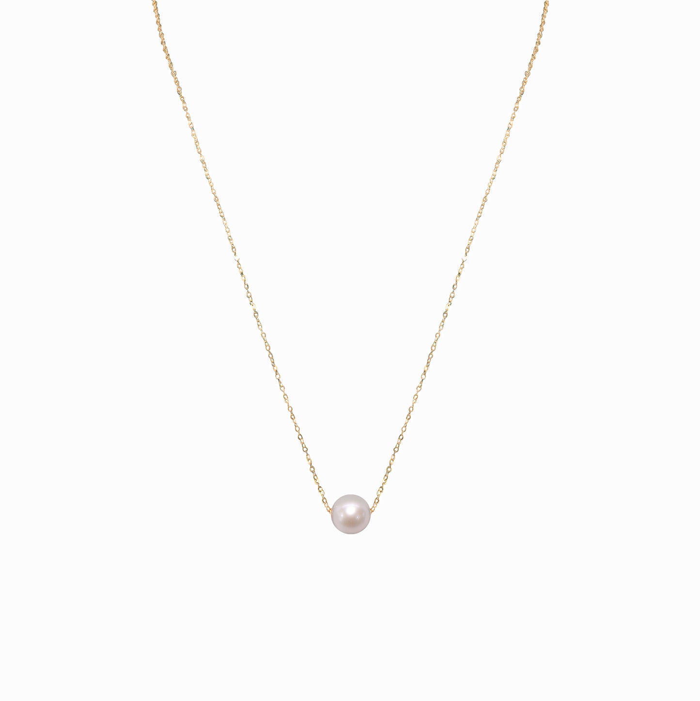 9- 10 mm 18K Golden Solitaire Pearl Necklace