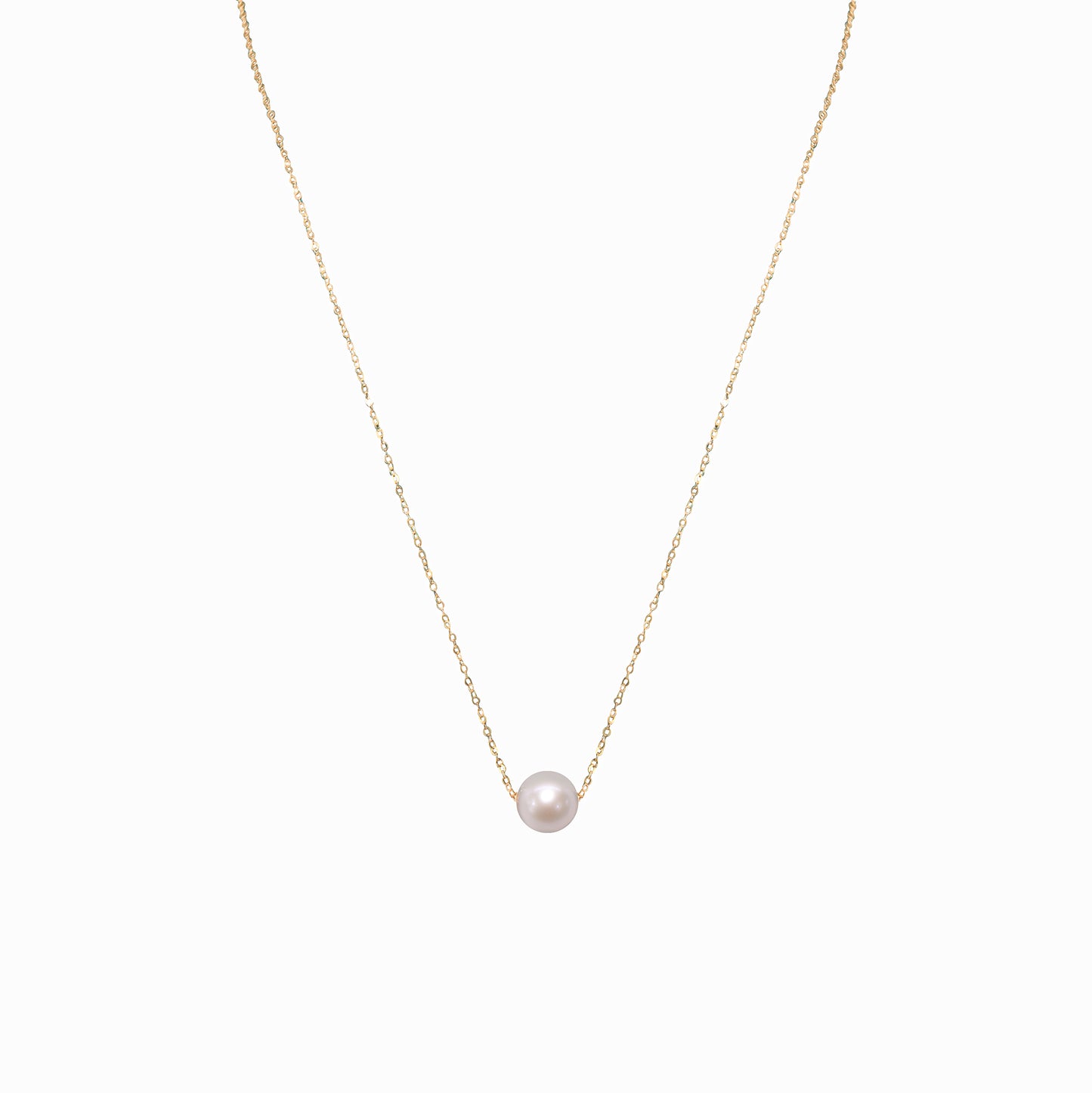 8mm Golden Single Pearl Necklace