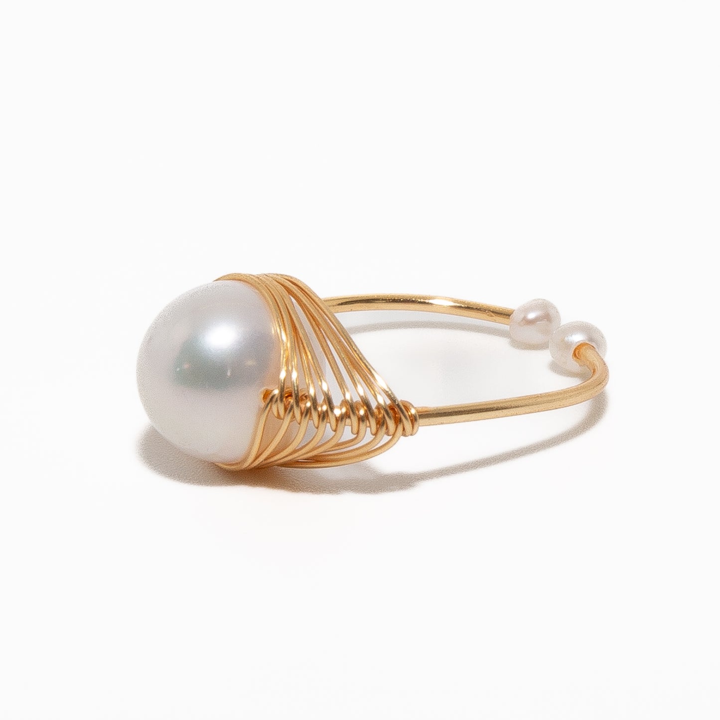 Golden Pearl Cradle Ring