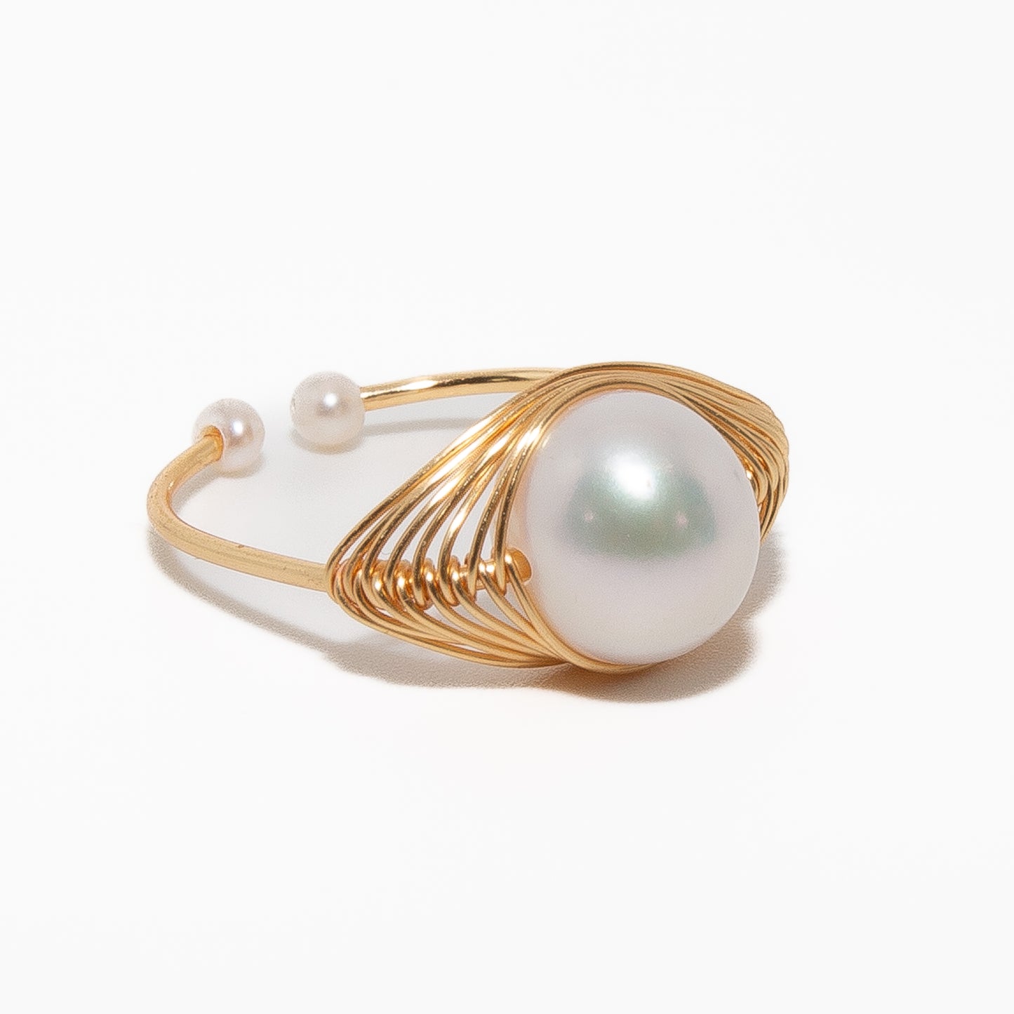 Golden Pearl Cradle Ring