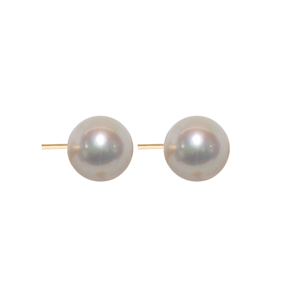18K Classic Pearl Studs, 9-10 mm