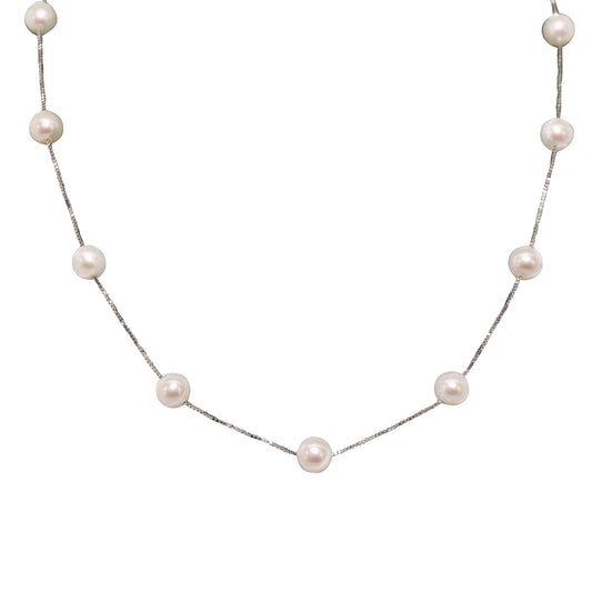 Interlude of Pearls Silver Necklace