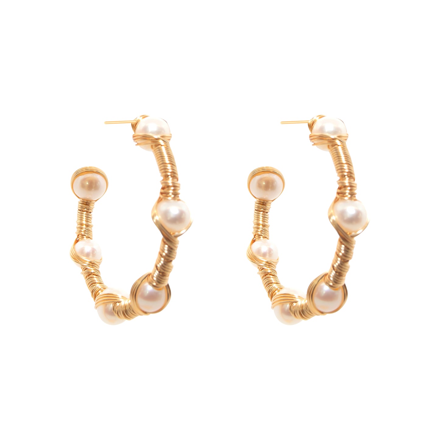 Gold-filled Hoop Pearl Earrings