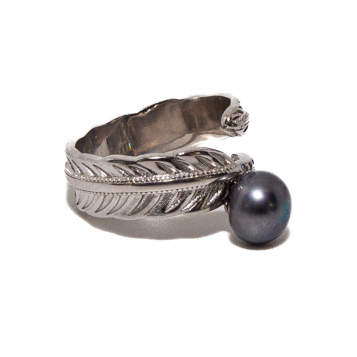 Navy Leaf Ring