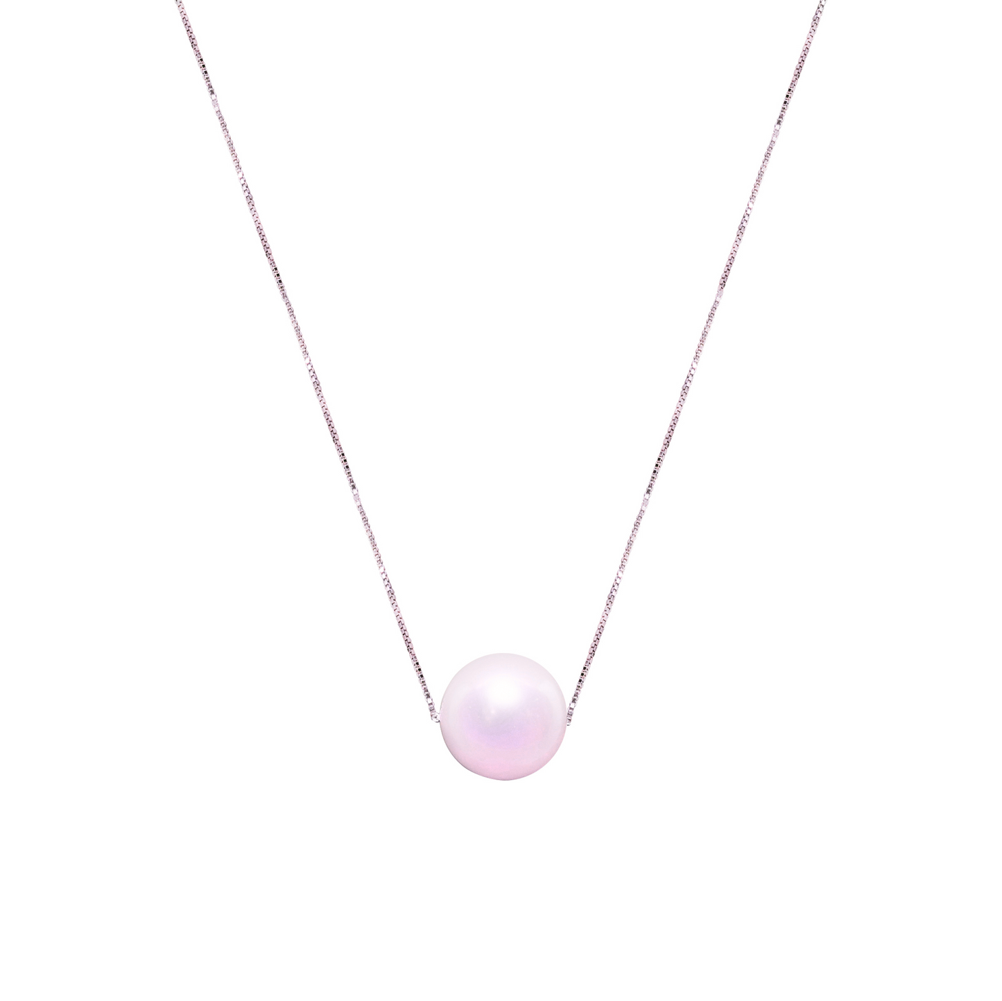 Silver Solitaire Pearl Necklace, 7 mm
