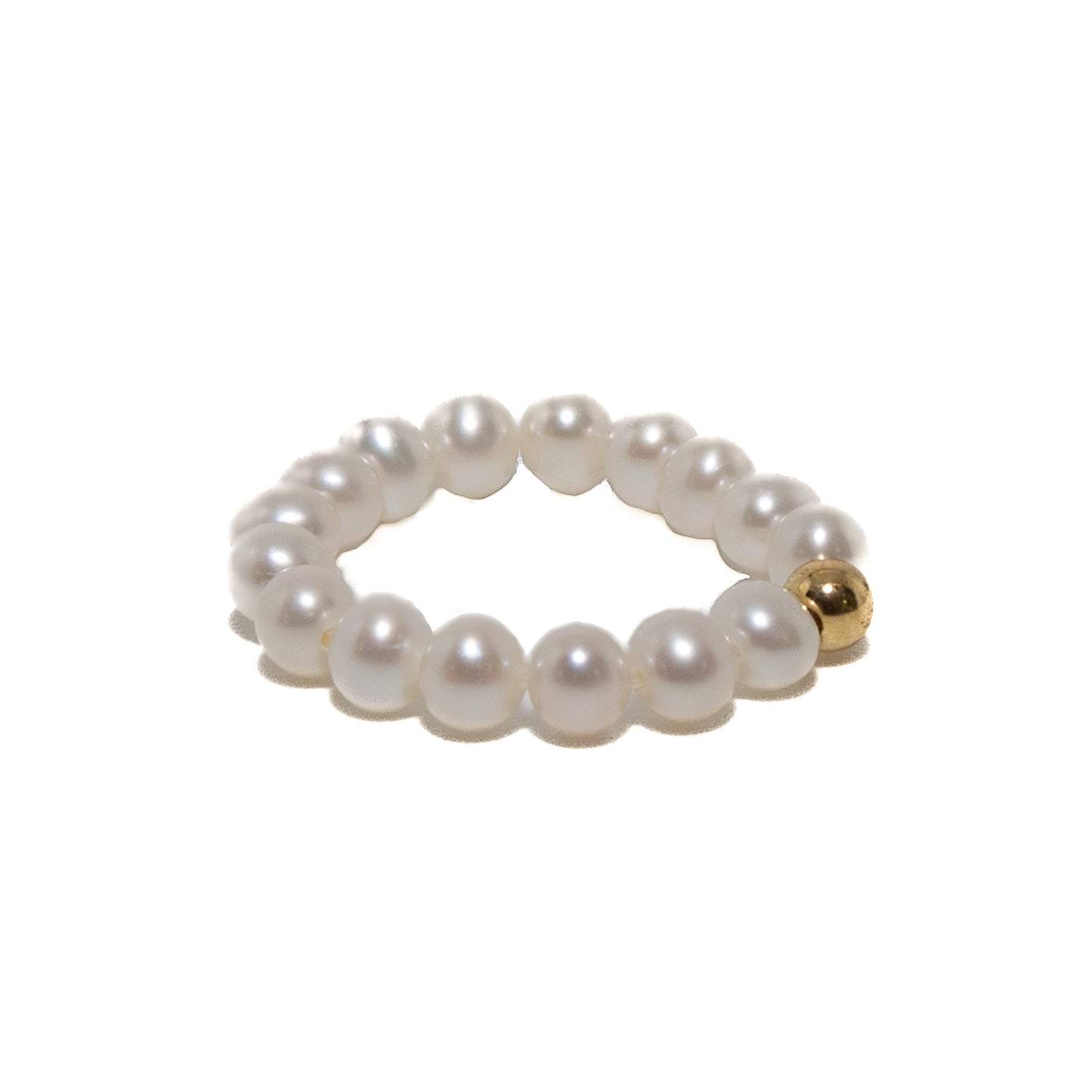 Dainty Pearl Ring with 18K Gold Ball