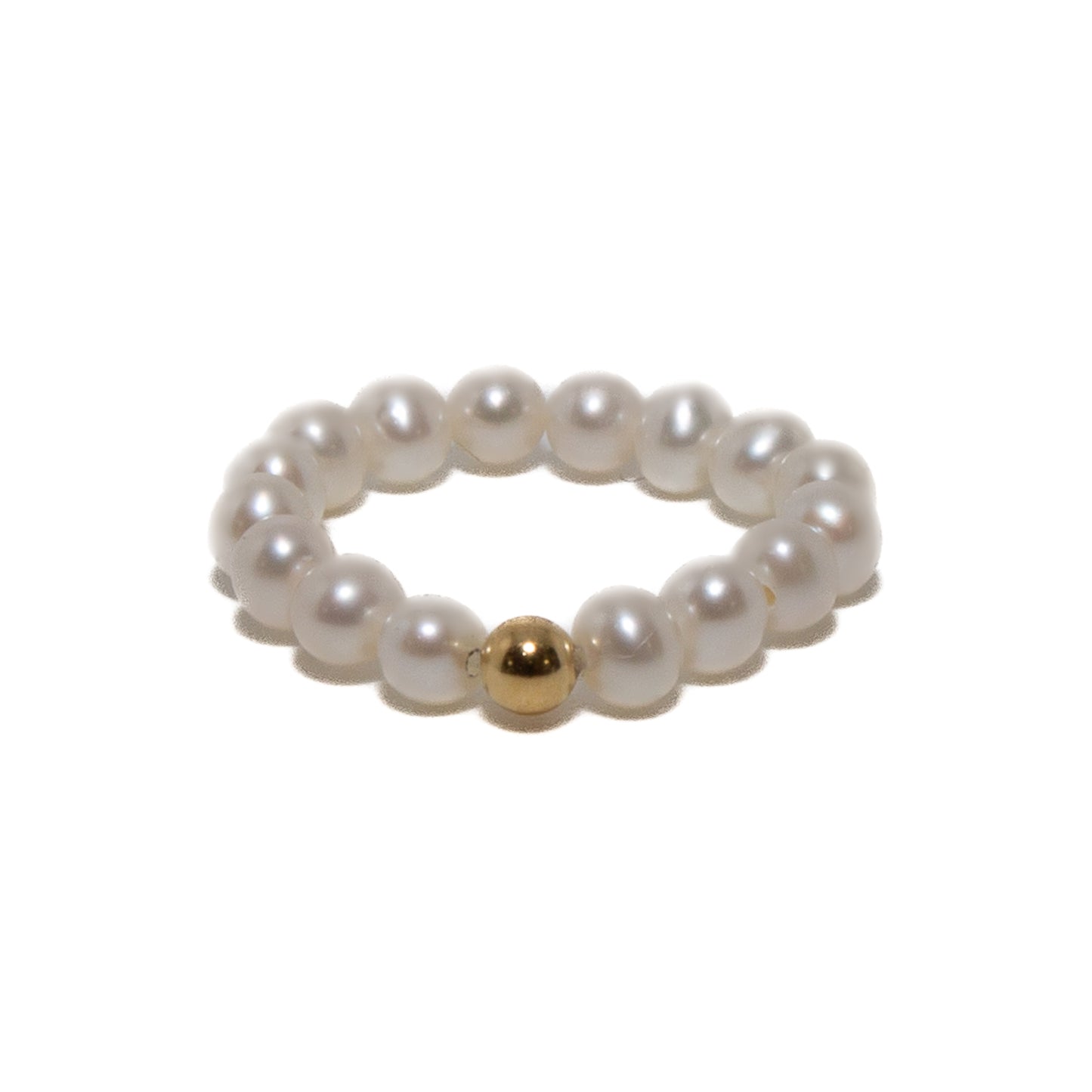 Dainty Pearl Ring with 18K Gold Ball