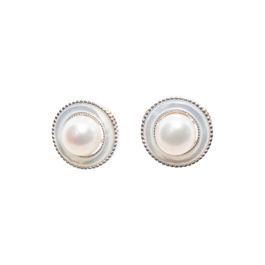 Silver Halo Pearl Earrings
