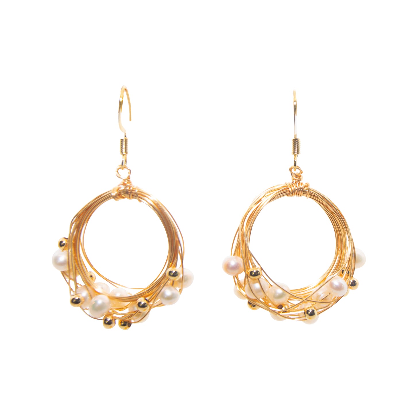 Gilded Basket of Keshi Pearls Earrings