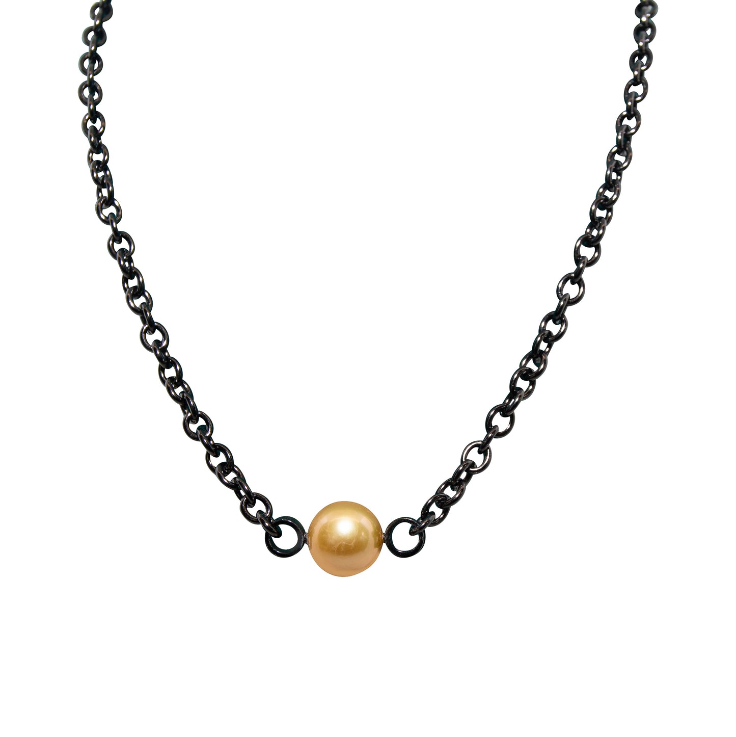 Gold Freshwater Pearl Silver & Rhodium Chain Necklace - 92.5 inch