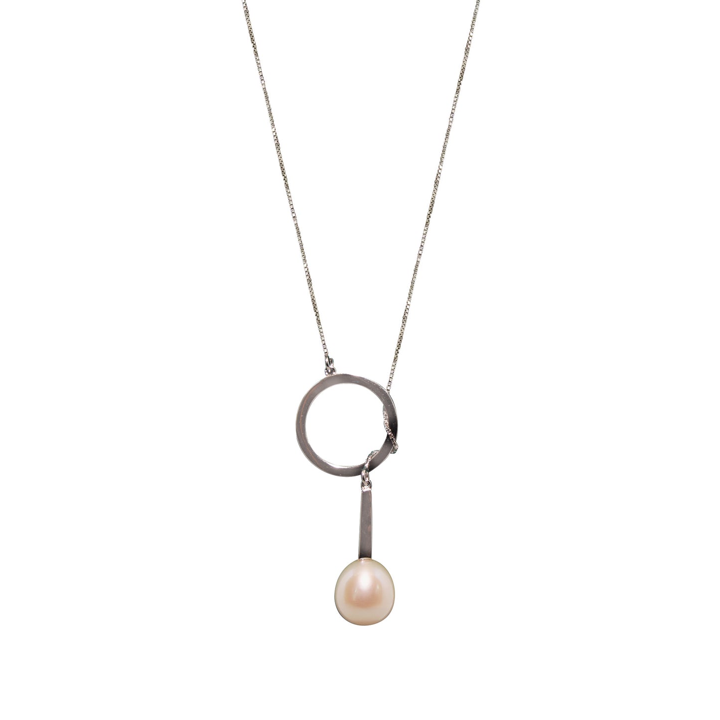 Chic White Pearl Droplet Silver Necklace
