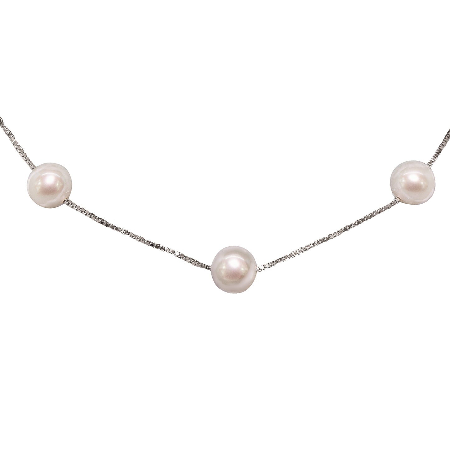 Interlude of Pearls Silver Necklace