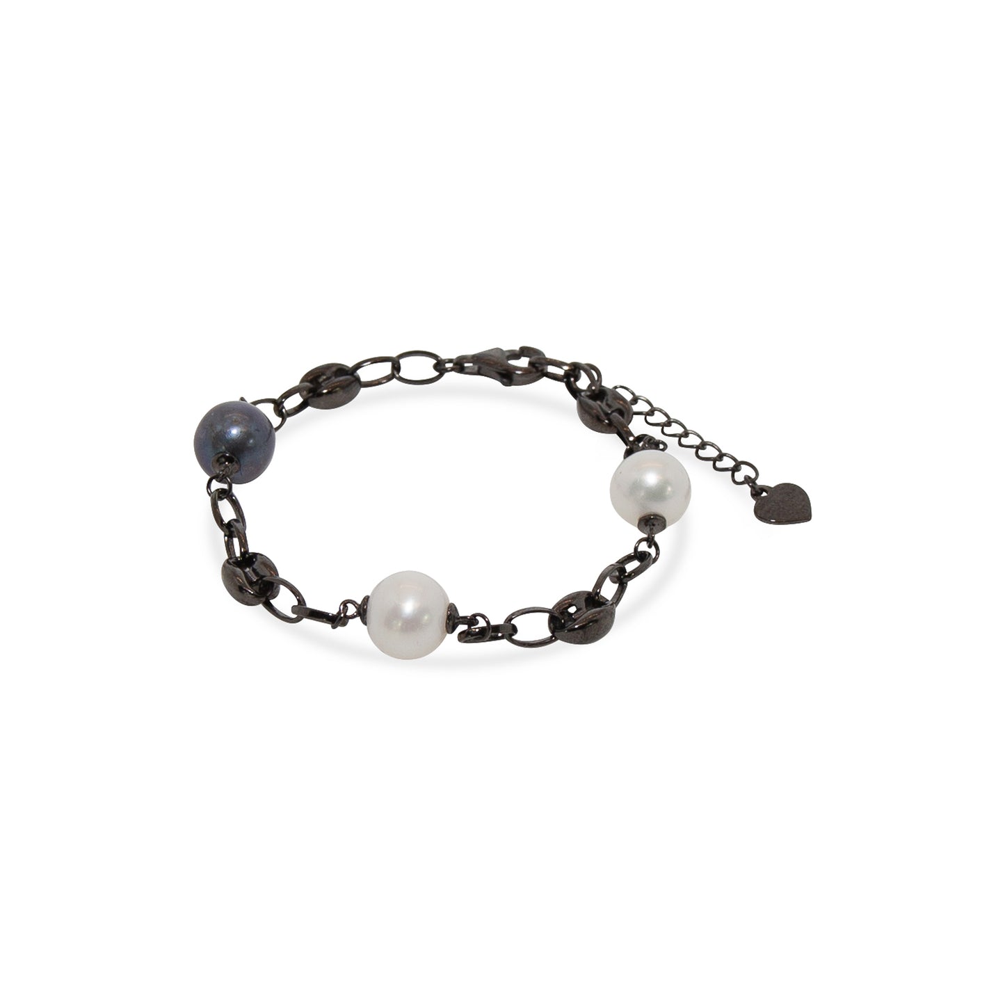Black & White Pearl Sterling Silver & Rhodium Bracelet