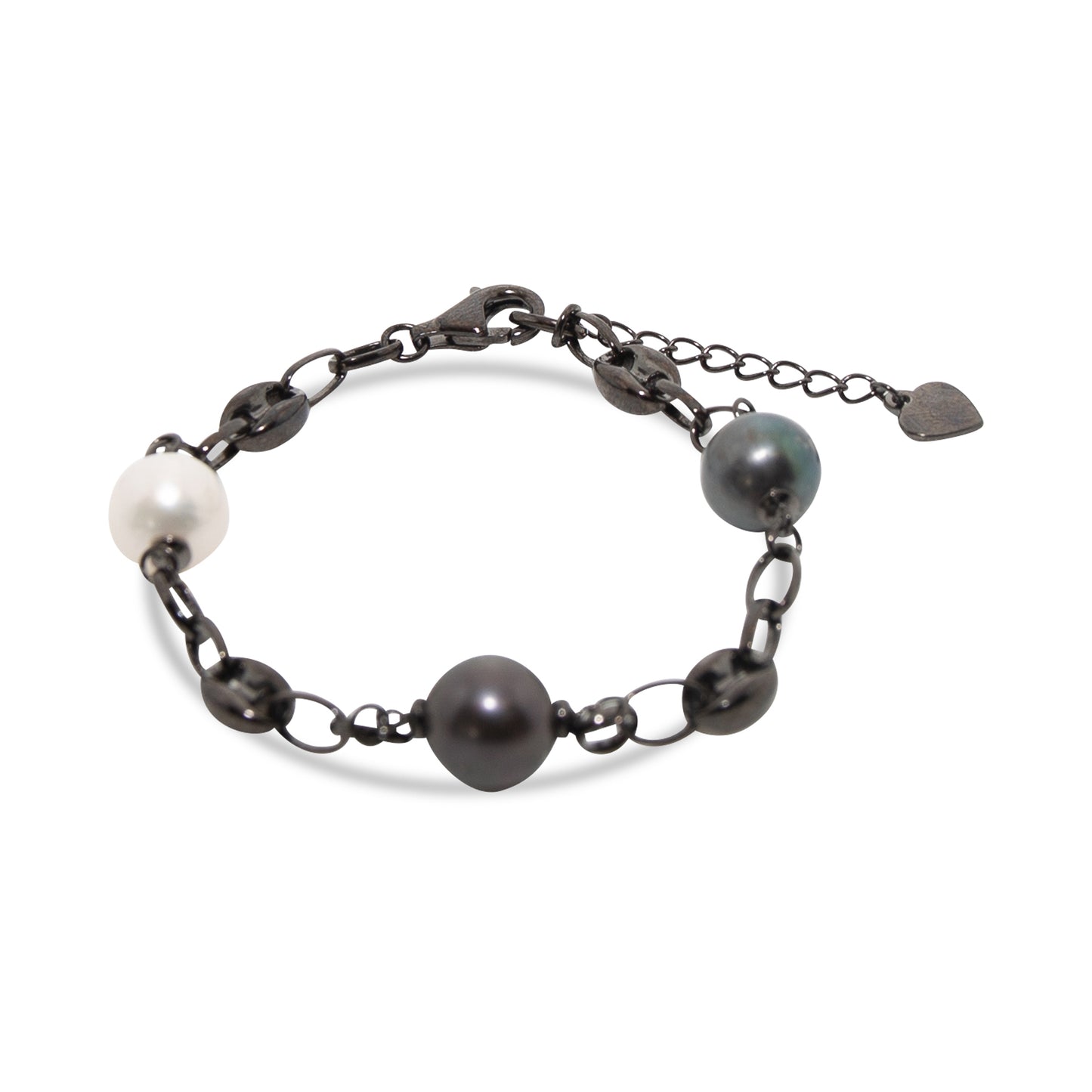 Silver & Rhodium Chromatic Pearl Fusion Chain Bracelet
