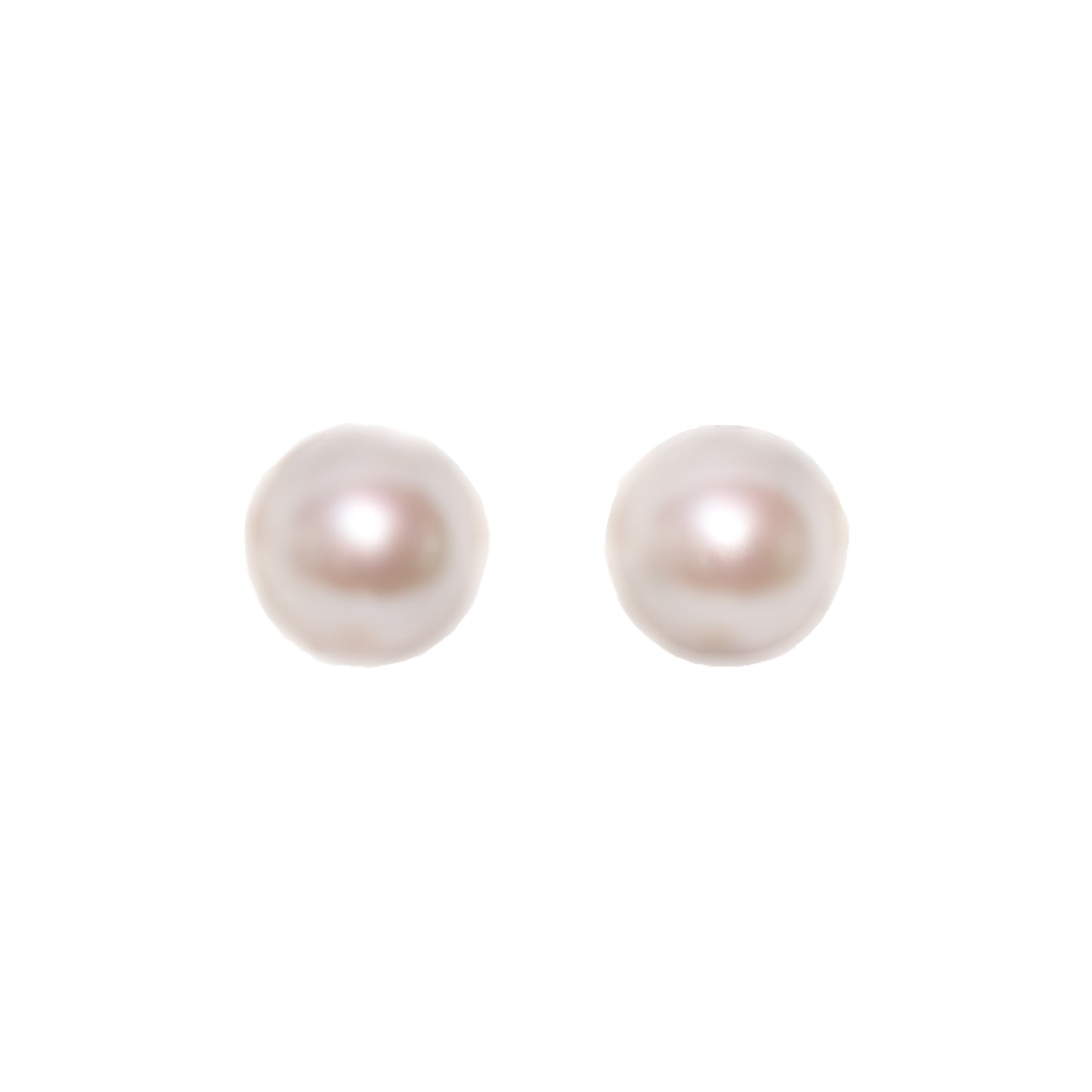 18K Gold Round Pearl Studs 9.5 -10mm