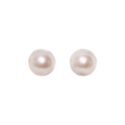 18K Gold Round Pearl Studs 9 -10mm