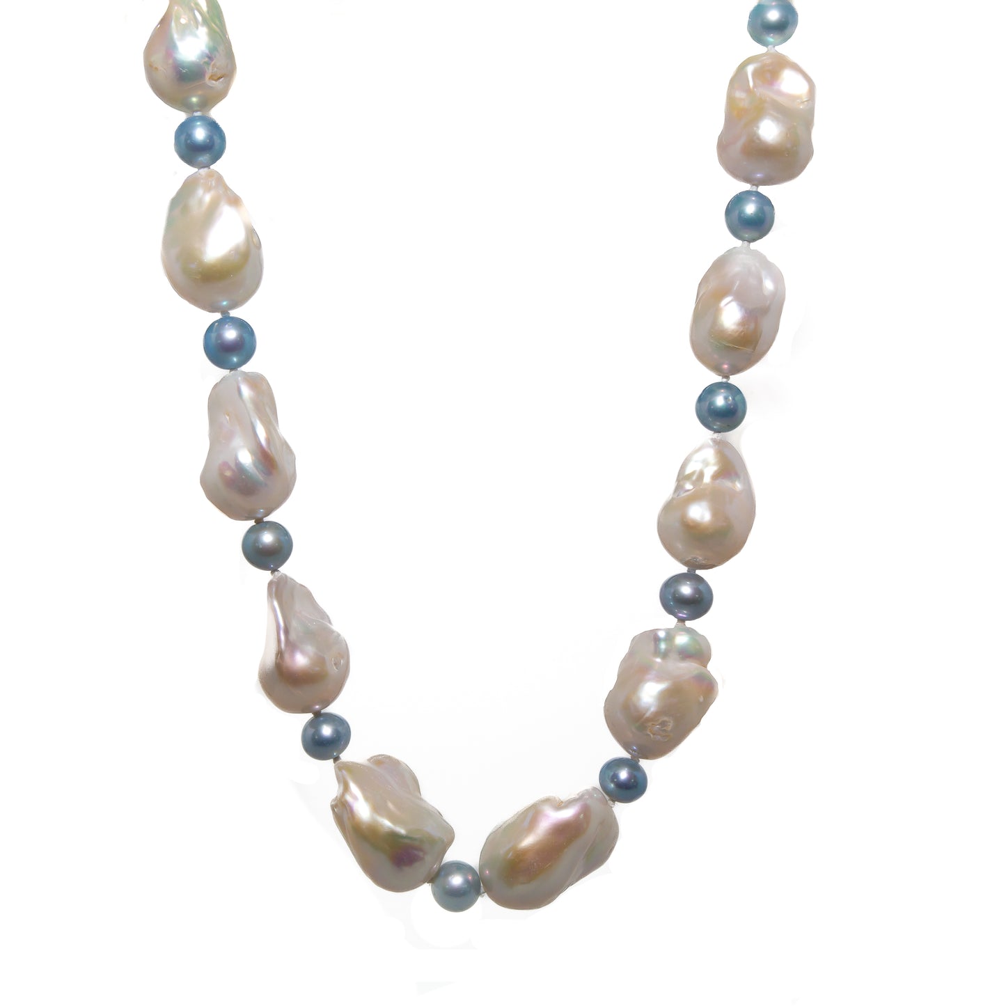 Botero Baroque Blue and White Pearls Necklace