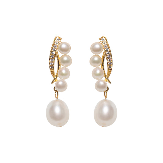 Laurel Crown Dangling Pearl Earrings