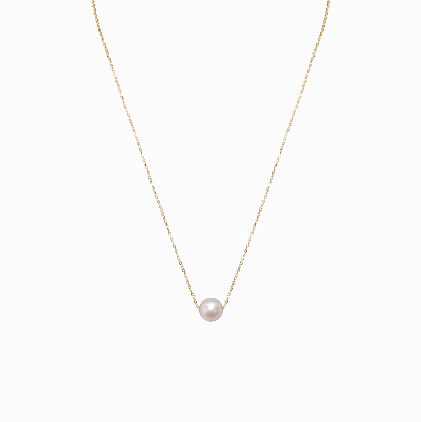 18K Solitaire Pearl Necklace, 8 -8.5 mm
