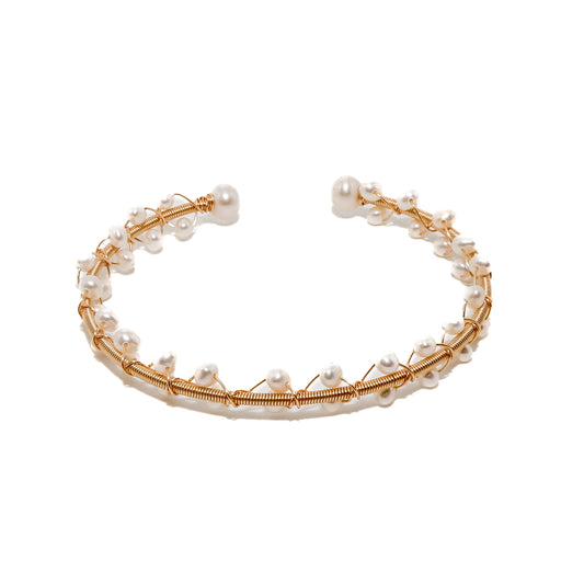 White Pearl Garland Cuff Bracelet