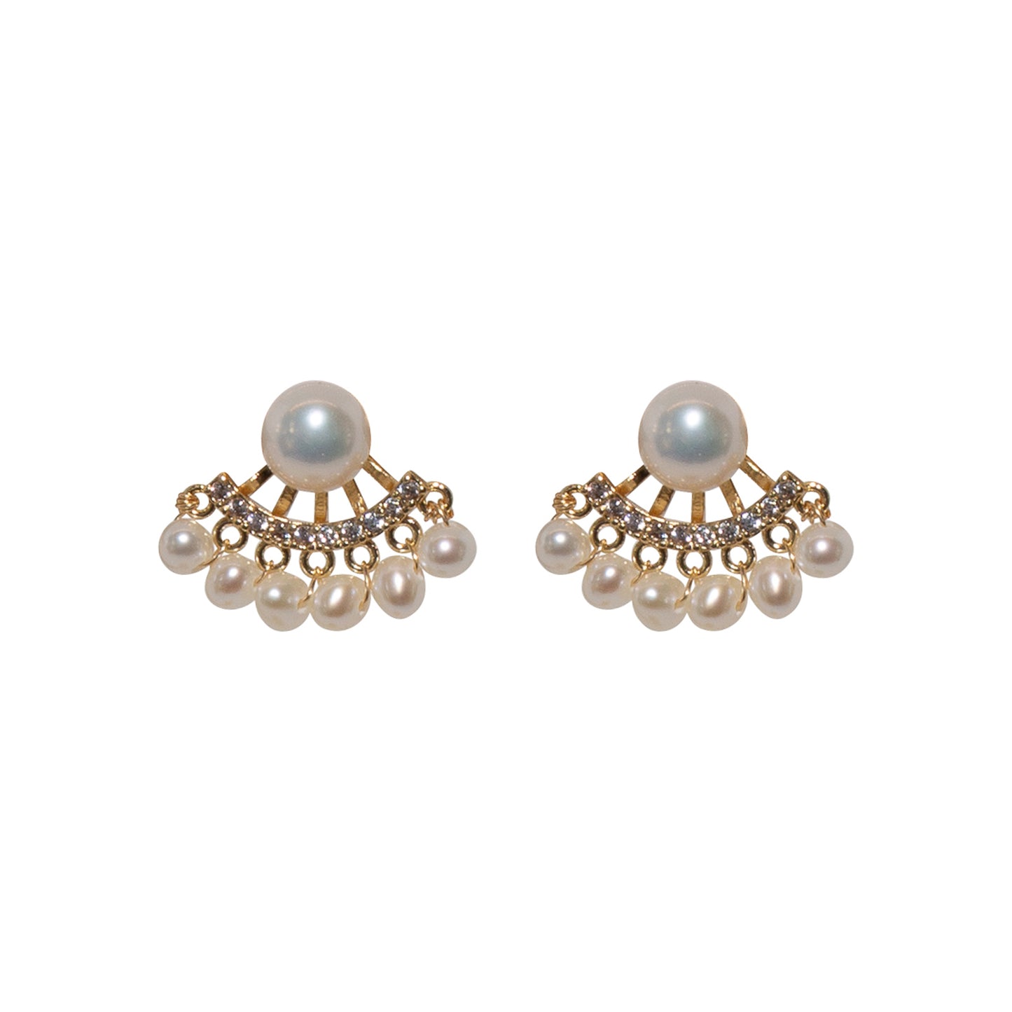 Royal Gold Cluster Pearl Earrings