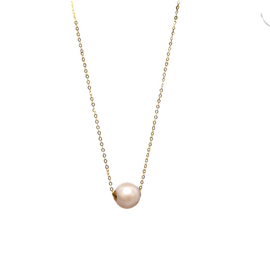 9mm Single Pearl Serenade Gold Necklace