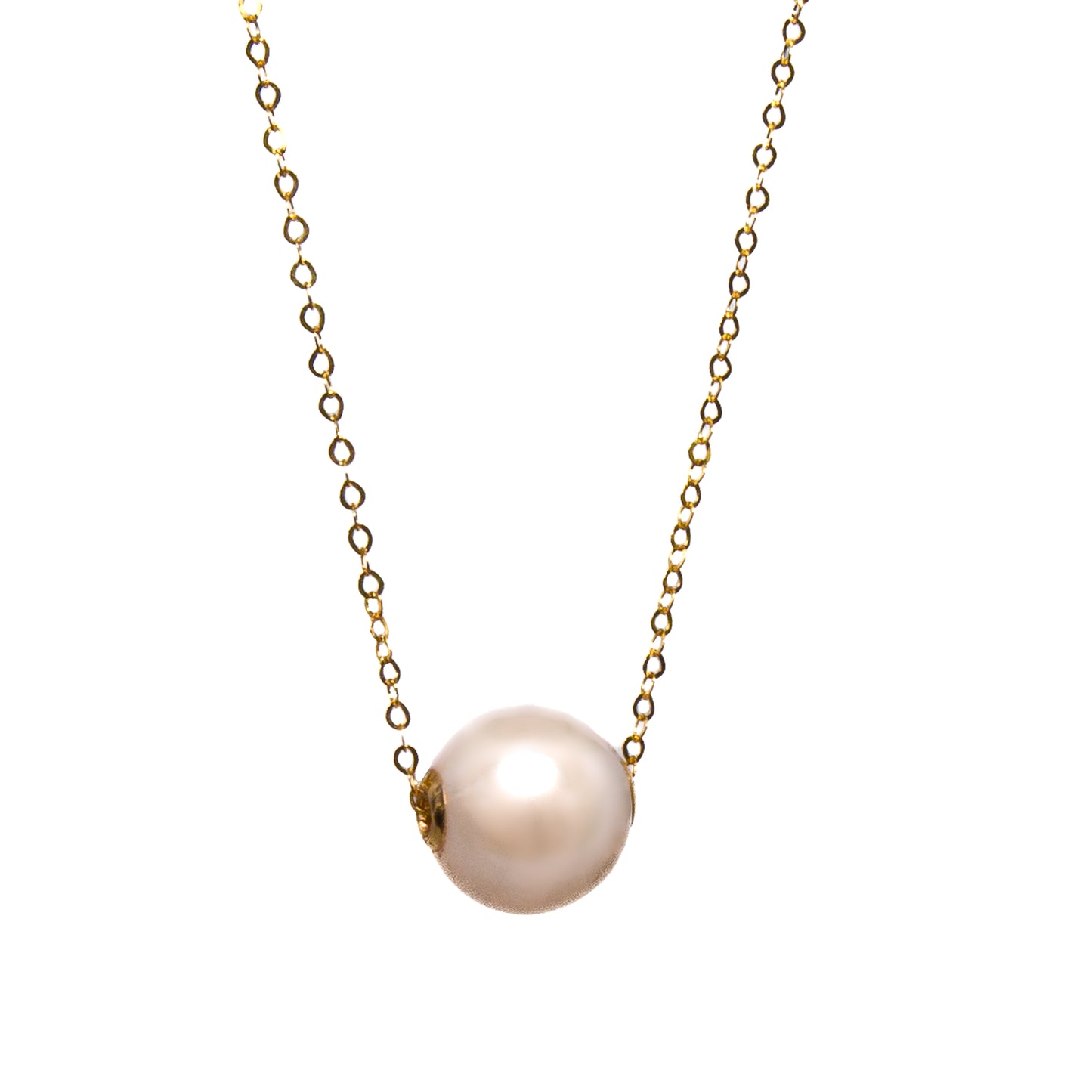 9mm Single Pearl Serenade Gold Necklace
