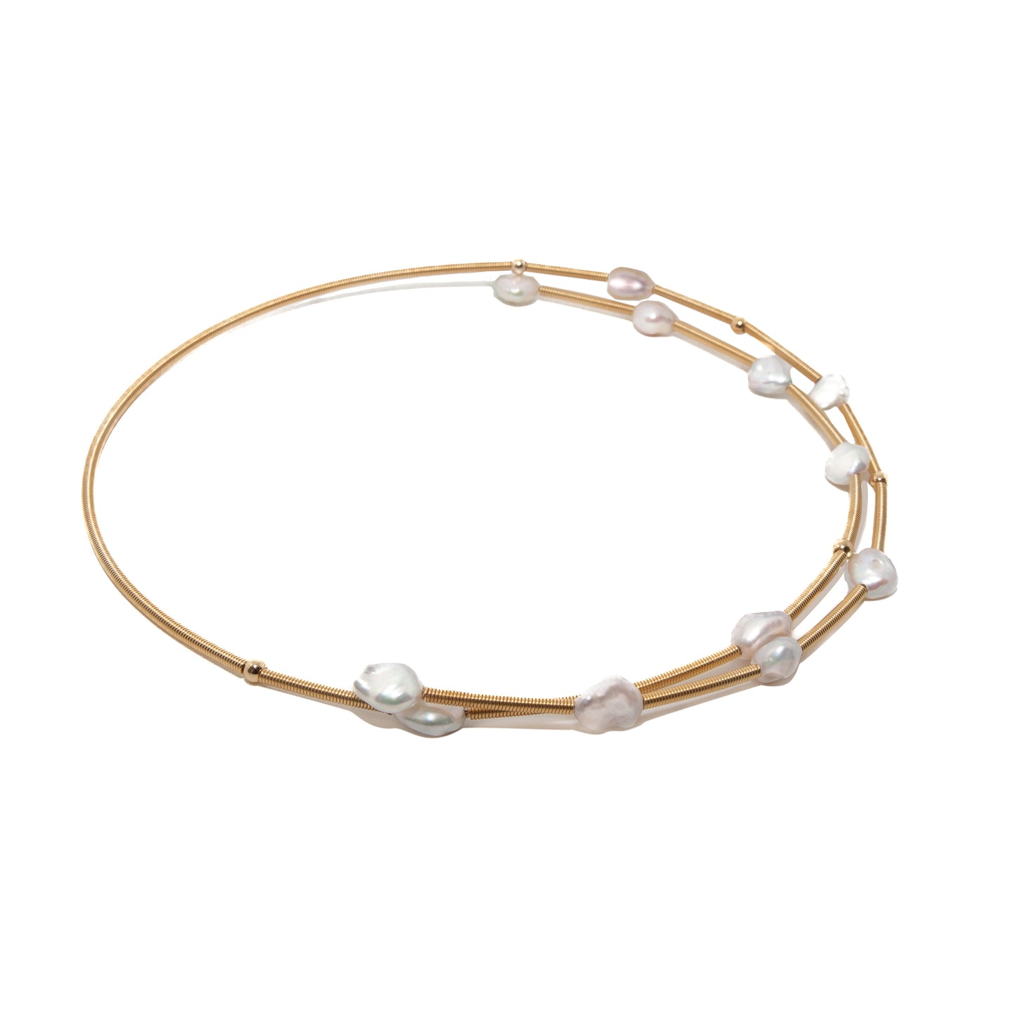 Golden Halo of Keshi Pearls Necklace