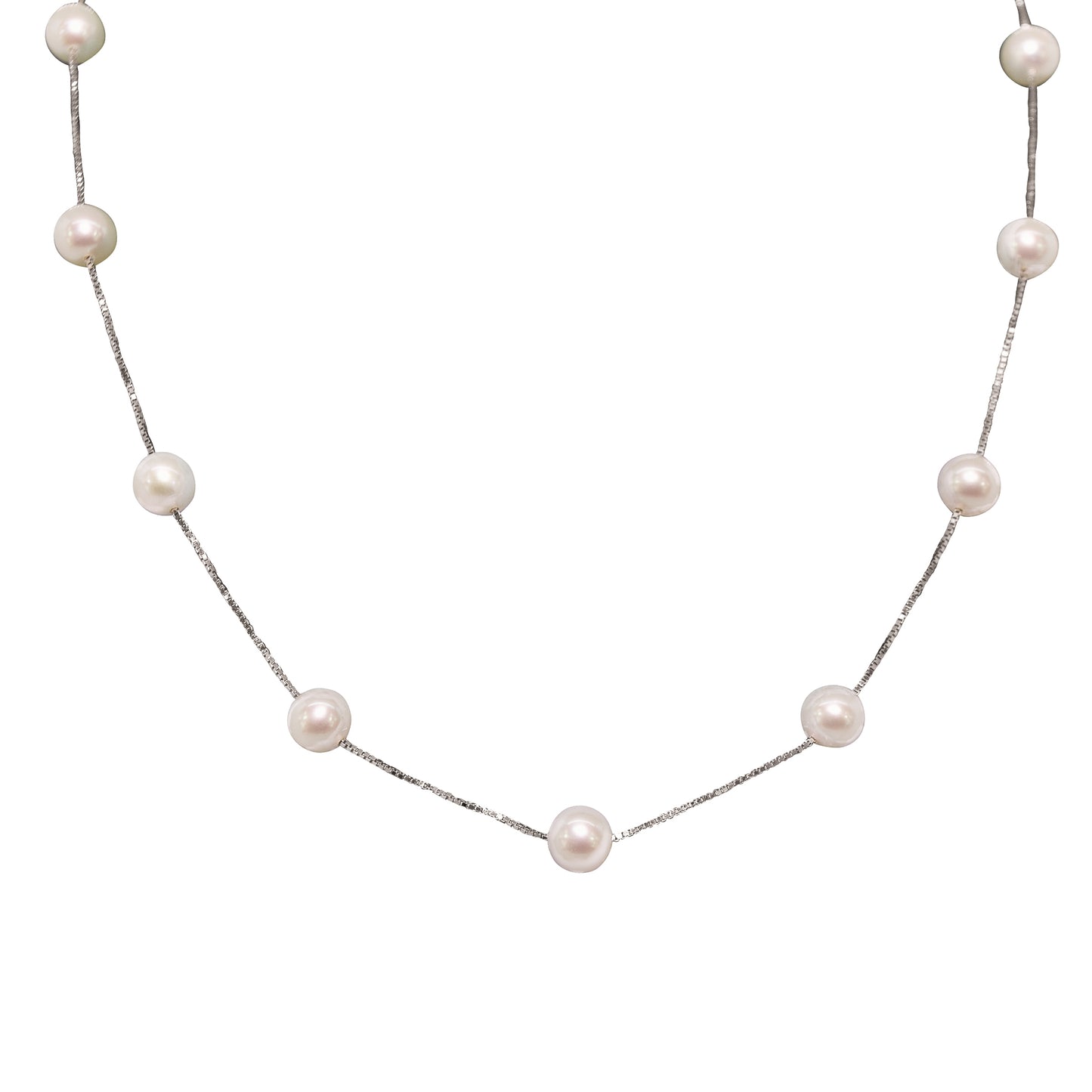 Garland of Luminous Pearls Silver Necklace