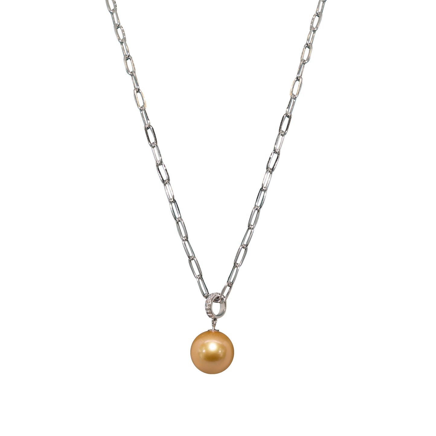 Gold Pearl Chain Luminance Necklace