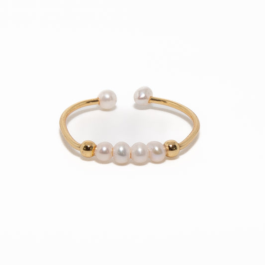 Delicate Web of Pearls Gold-Filled Ring
