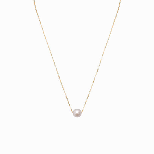 9- 10 mm 18K Golden Solitaire Pearl Necklace