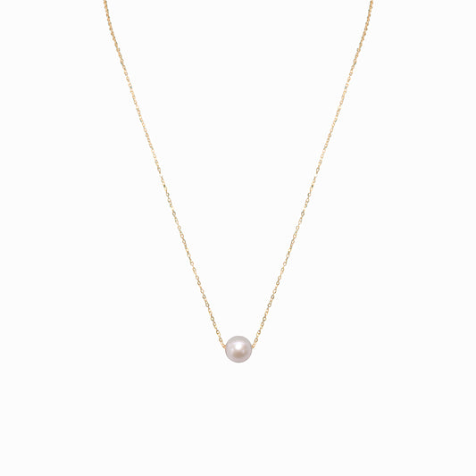 8mm Golden Single Pearl Necklace
