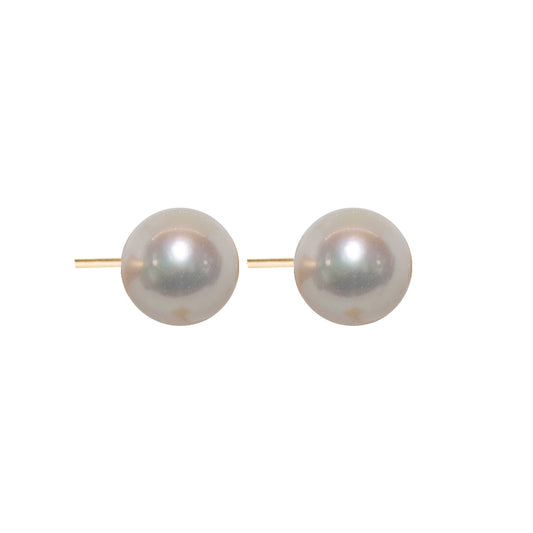 18K Classic Pearl Studs, 9-10 mm