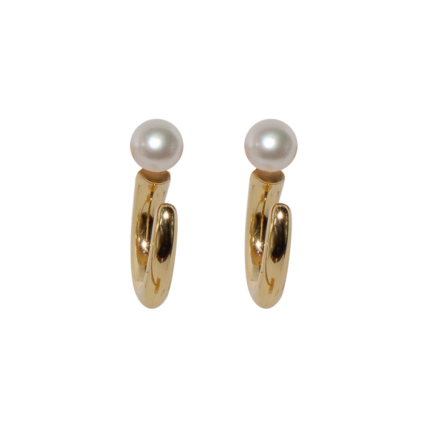 Gilded Arc Pearl Earrings