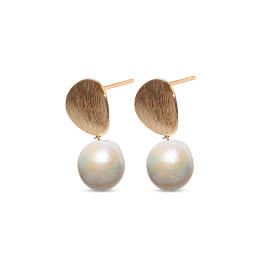 Golden Glow Pearl Drop Earrings