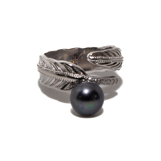 Navy Leaf Ring